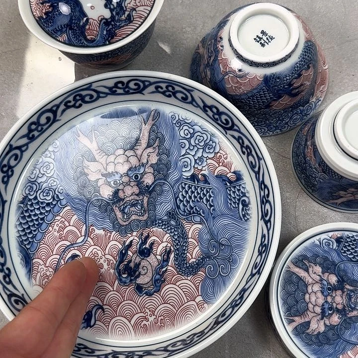 瓷片霸王龙5件套景德镇