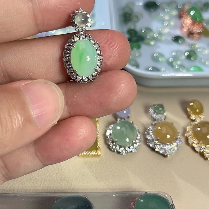 翡翠银S925镶嵌吊坠(不含链)