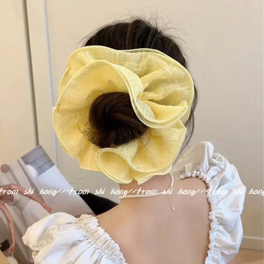 气质高级感多层褶皱木耳边大肠发圈慵懒氛围感法式韩系发绳头绳