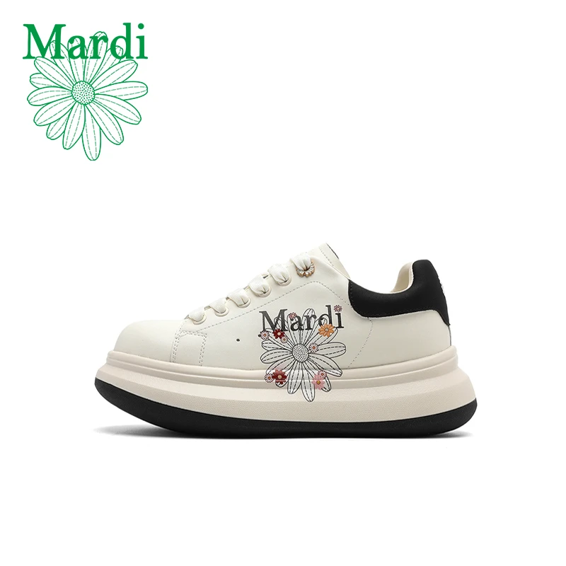 MARDI/玛尔帝雏菊韩风厚底低帮板鞋时尚百搭情侣潮流休闲女鞋
