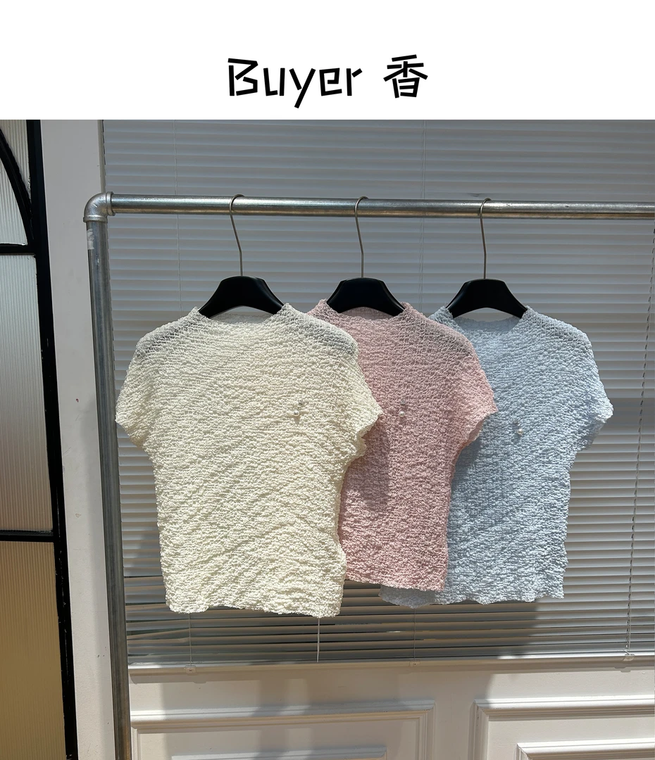 【Buyer 香】251010夏季新款法式千金风短袖褶皱T恤