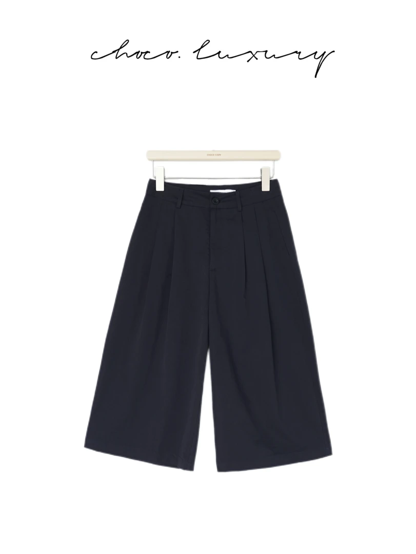 CHOCO【私下调】夏日绝搭 好穿 斜纹水洗棉宽松七分裤D3082