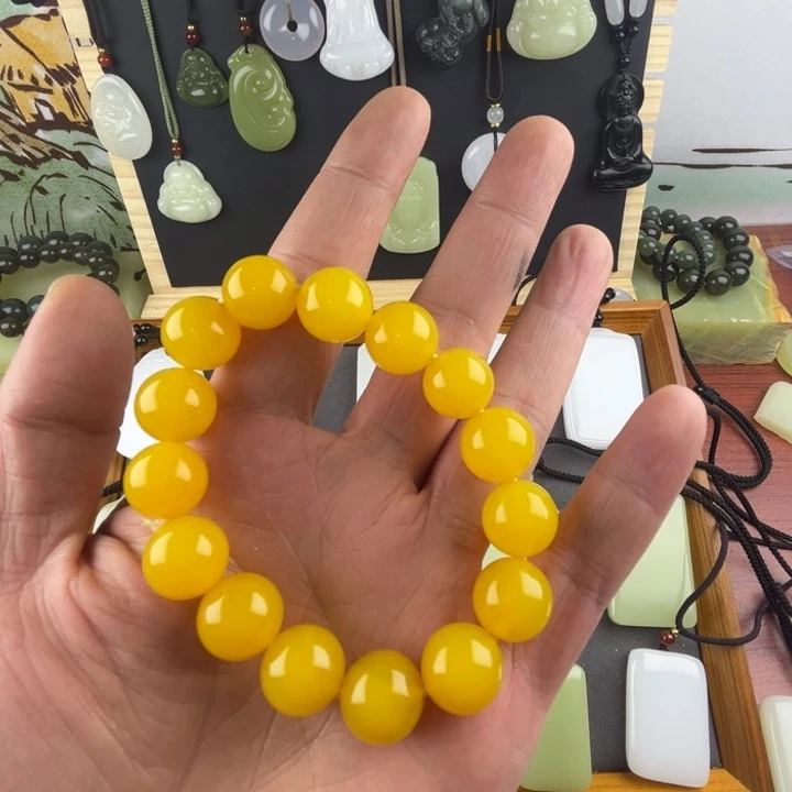 顺***然玉鸡油黄手串福利价