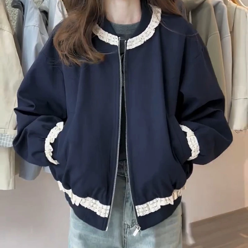 2025年春秋新款大码女装显瘦小外套女短款棒球服夹克开衫运动上衣