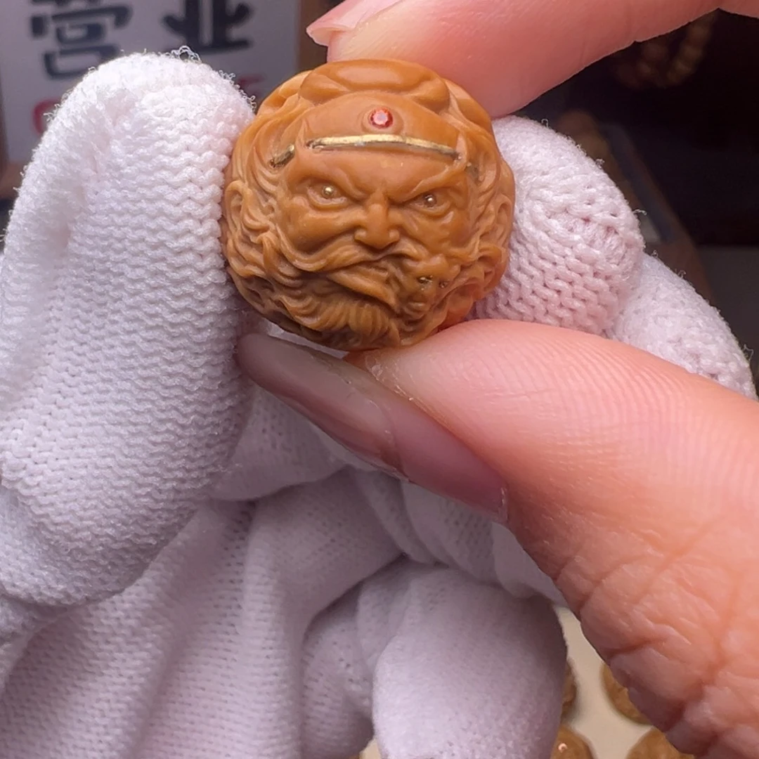把件猴头核桃镶嵌款钟馗美女全品有正常封口线