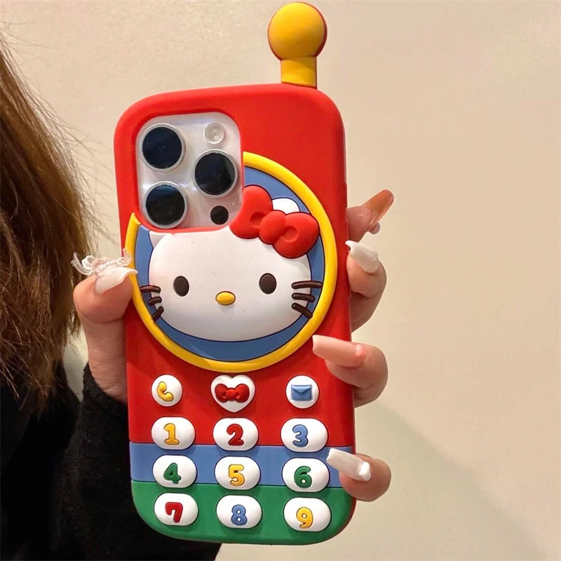可爱电话凯蒂立体硅胶壳适用苹果16promax/15手机壳iphone13/14软