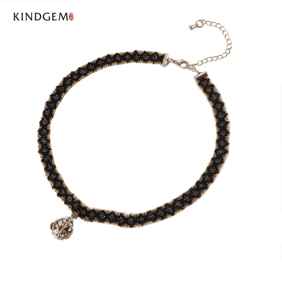 铜合金项链 AE45XPJC-25282轻奢时尚黑色气质百搭项链