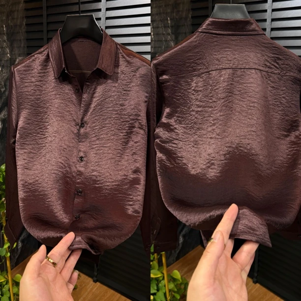 88175长袖醋酸料男士翻领衬衫穿搭青春潮流时尚百搭款火爆款