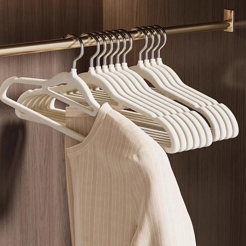 家用挂衣架阳台房间橱衣架客厅皮床植绒衣架防滑置物耐用