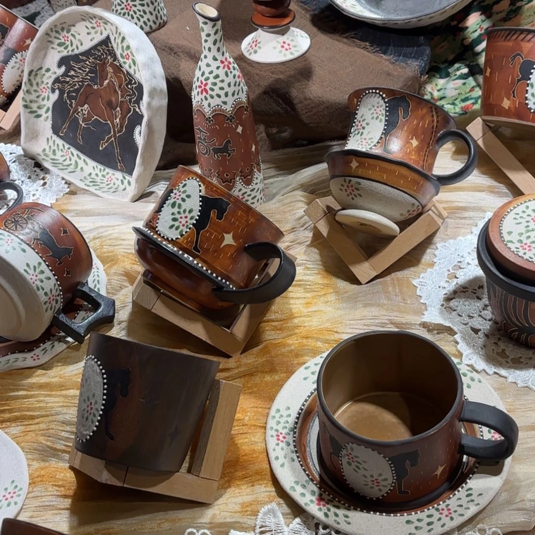 陶摆件可爱的杯杯