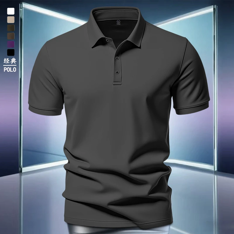 夏季短袖Polo衫新款男士翻领经典上衣纽扣衬衫有领带领商务T恤t恤