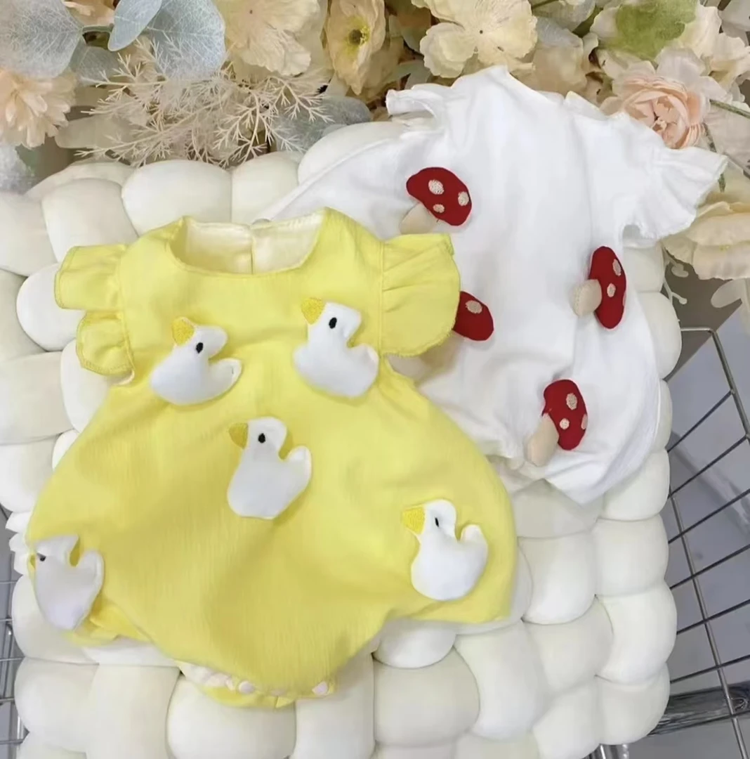 婴儿衣服夏季女宝宝包屁衣卡通新款哈衣可爱幼儿飞袖薄款连体衣