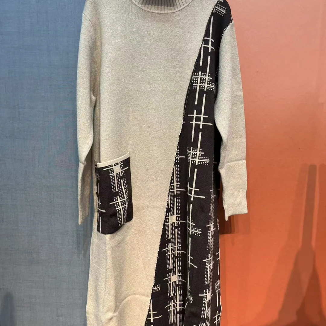 （039）湾湾奢品贵妇既视感显廋保暖时尚百搭连衣裙秋冬款