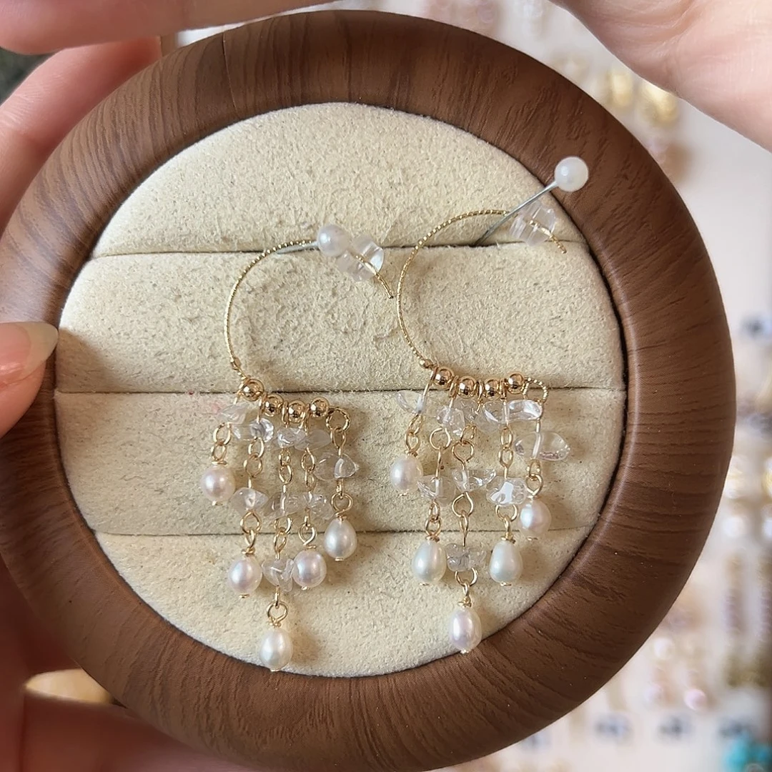 银S925镶嵌耳饰淡水珍珠