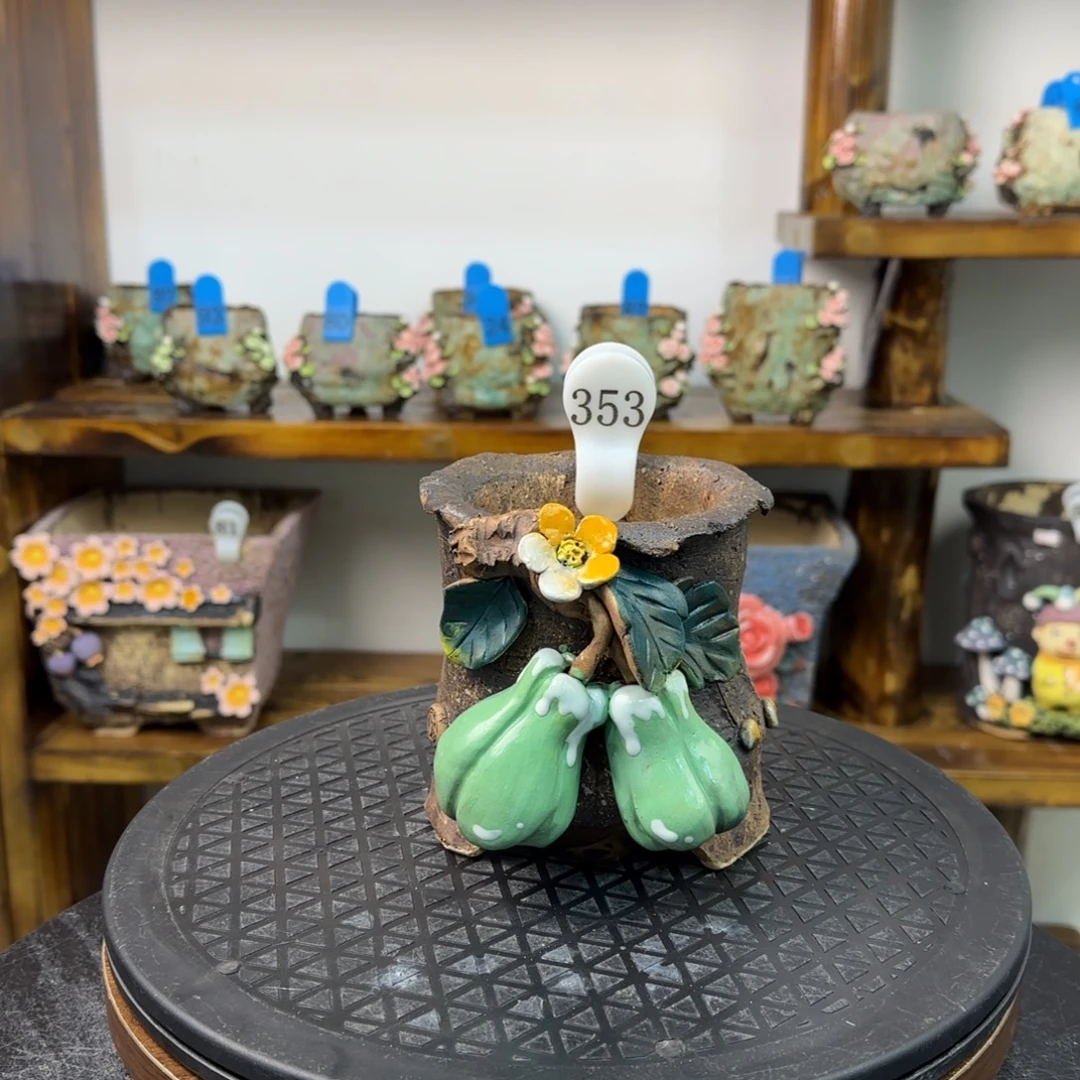 本默花器麦饭石手捏花盆