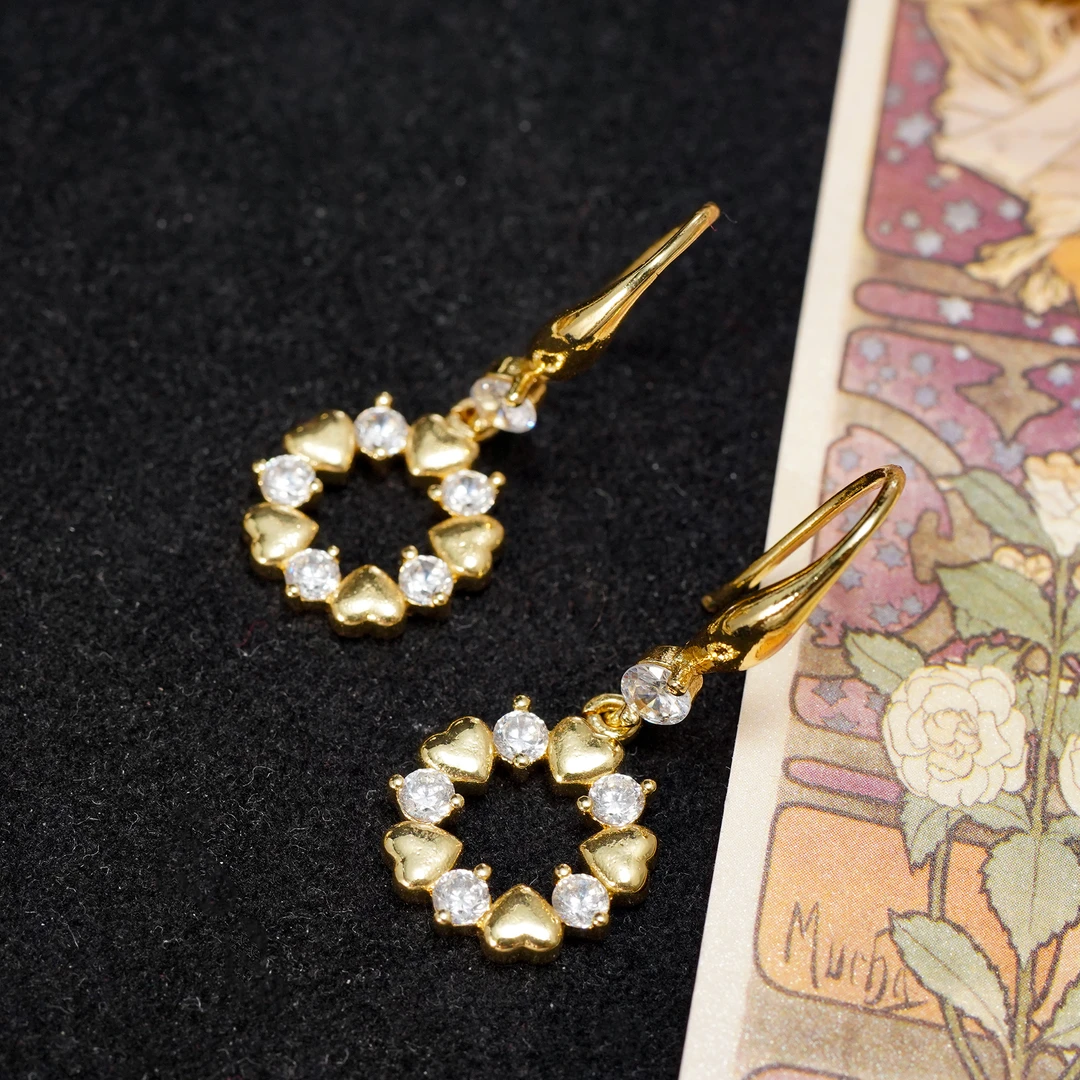 铜合金耳饰 【1994】耳钉 简约个性百搭气质满钻小巧