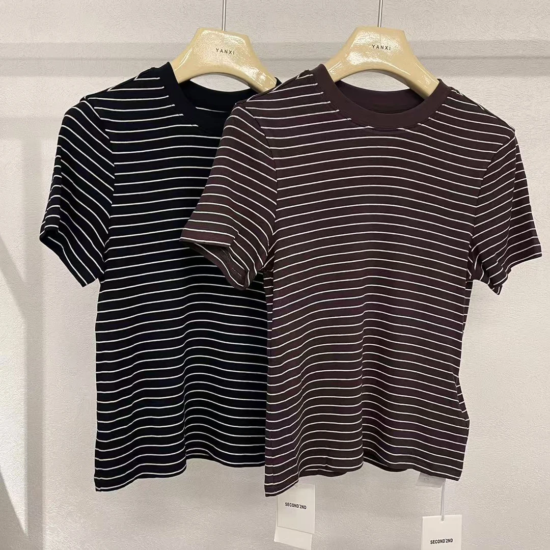 JIEJIEJIA -条纹高弹性舒适短袖24405