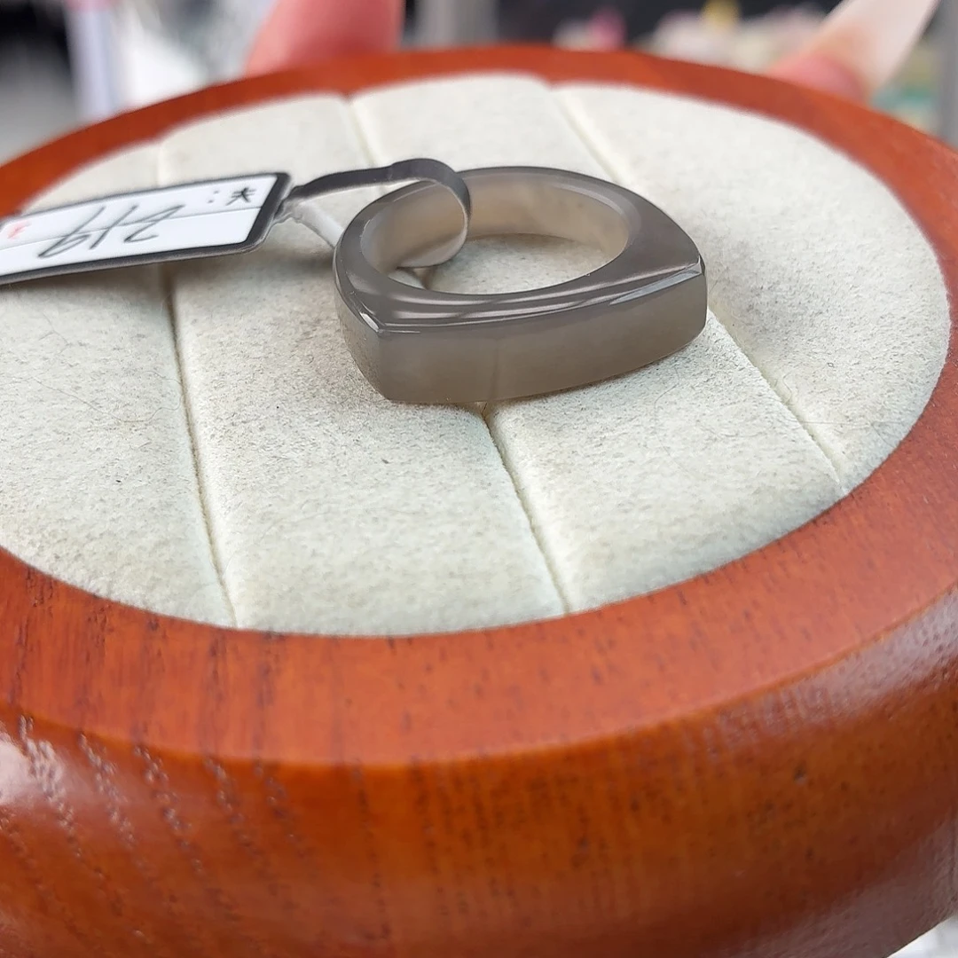 和田玉未镶嵌戒指r59烟紫马鞍17.4