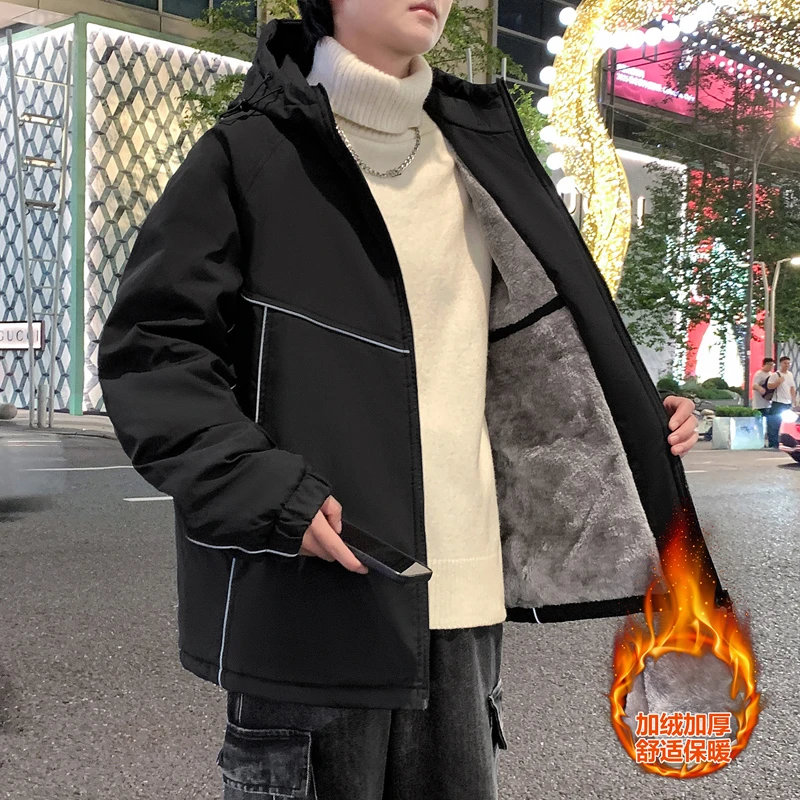 2025秋潮牌字母印花户外连帽港风时尚潮流龟背夜光条夹克宽松