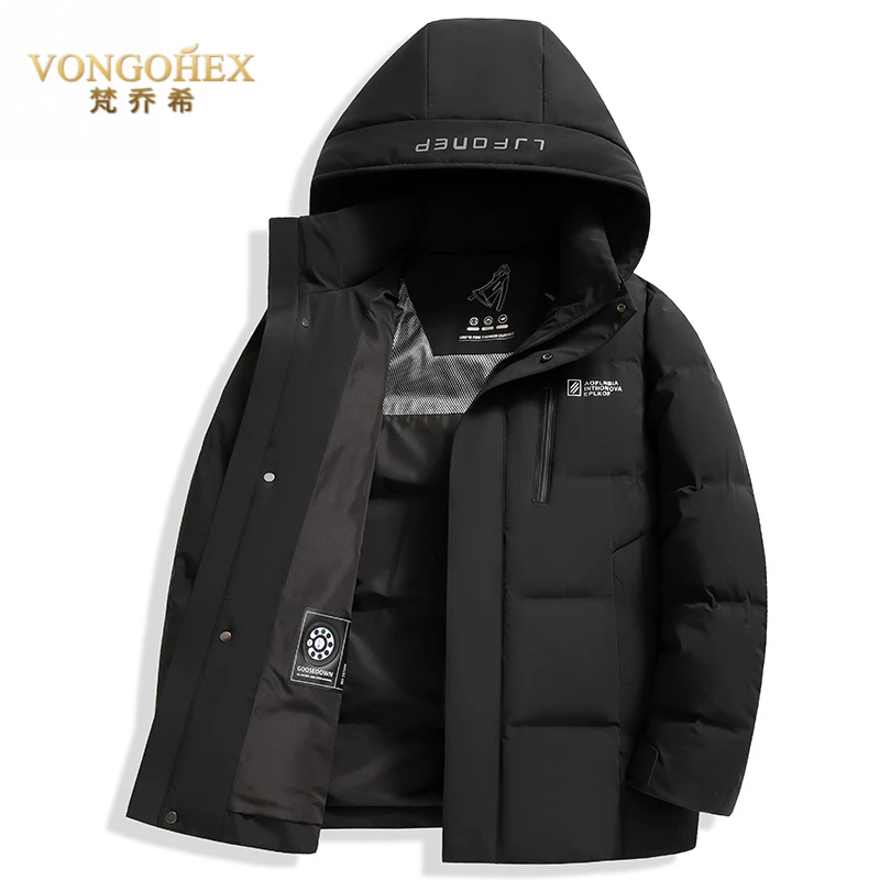 VONGOHEX连帽保暖羽绒服男士冬季新款休闲加厚鸭绒服羽绒外套