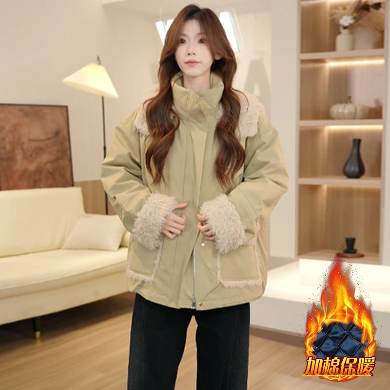 加厚韩版百搭保暖棉服女2025冬季新款小个子宽松遮肉显瘦棉袄外套