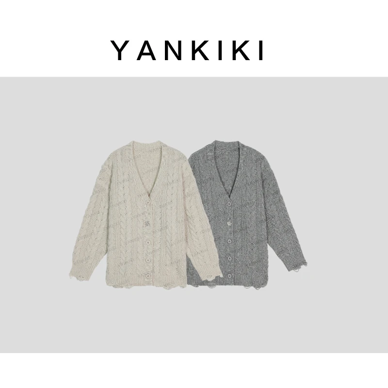 钻石扣麻花毛衣开衫 YANKIKI 2025秋冬季新款NEW