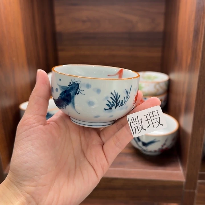 釉下手绘茶具微瑕