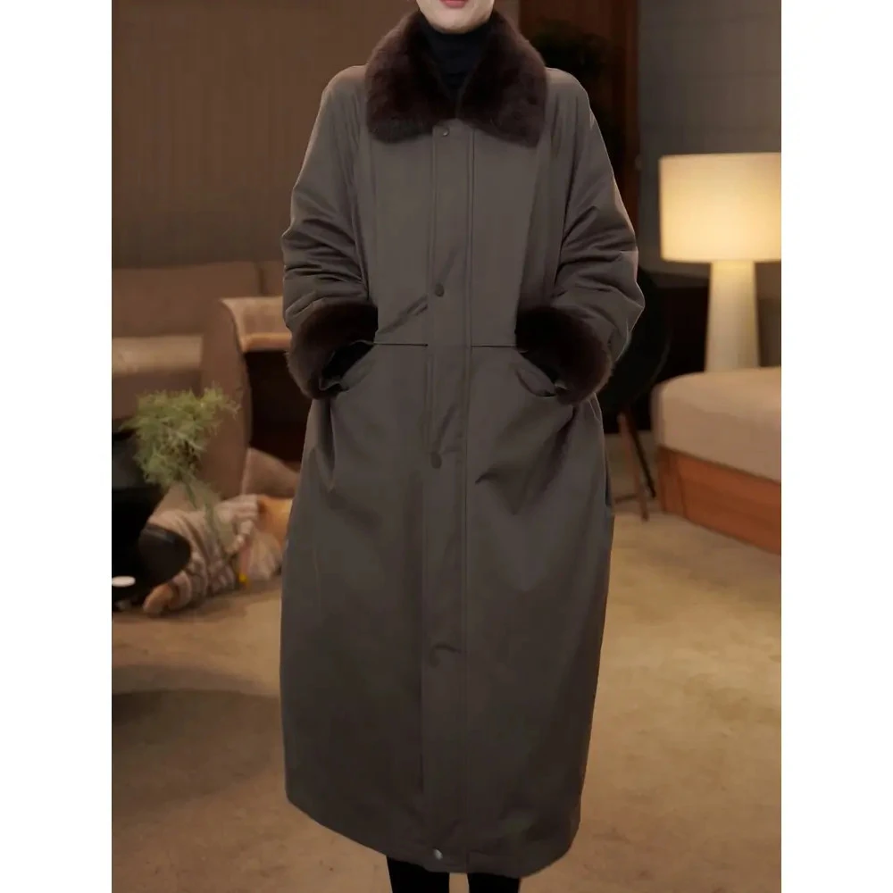 通勤保暖大衣冬季长款气质外套2025显瘦棉服高档女新款百搭时尚