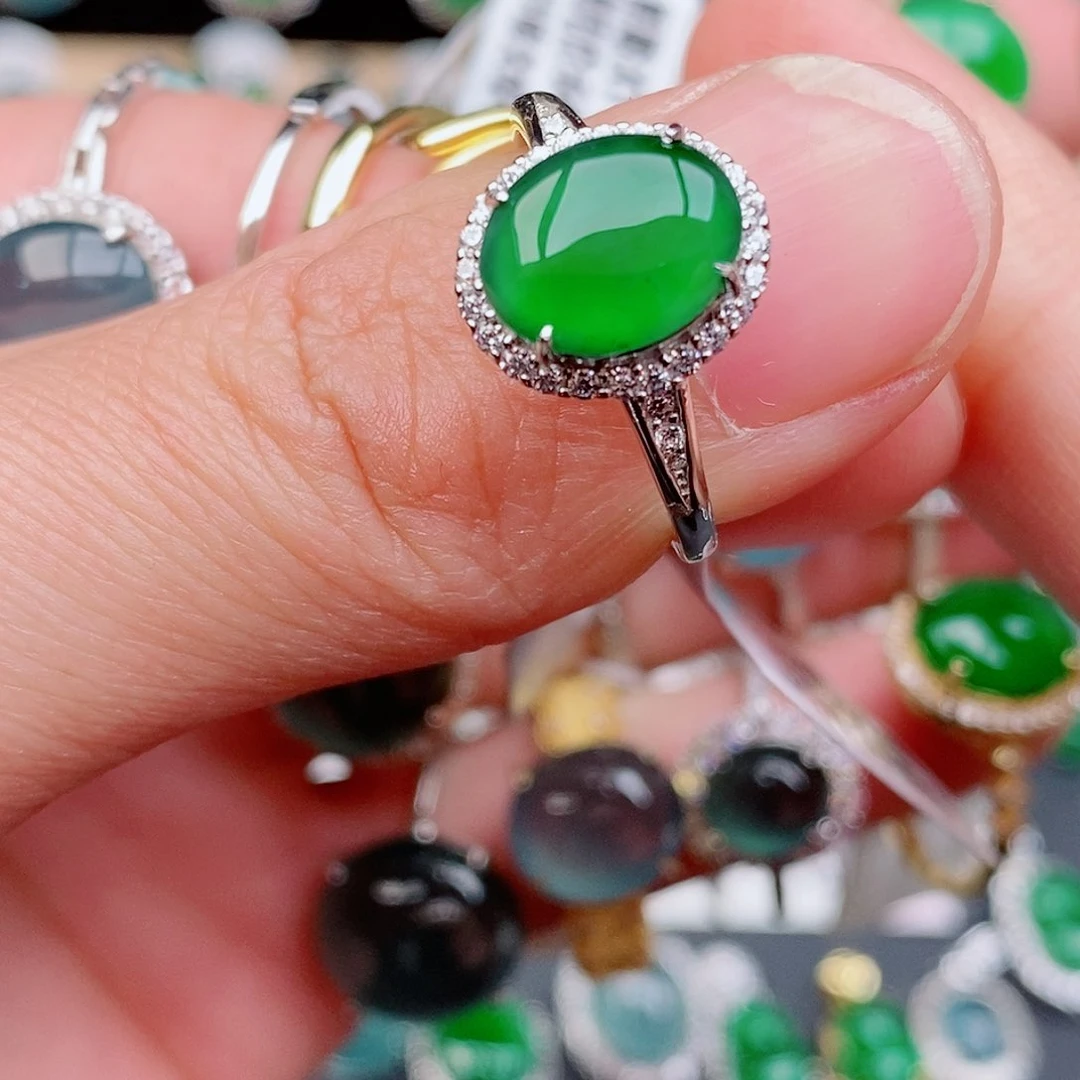 银S925镶嵌戒指翡翠