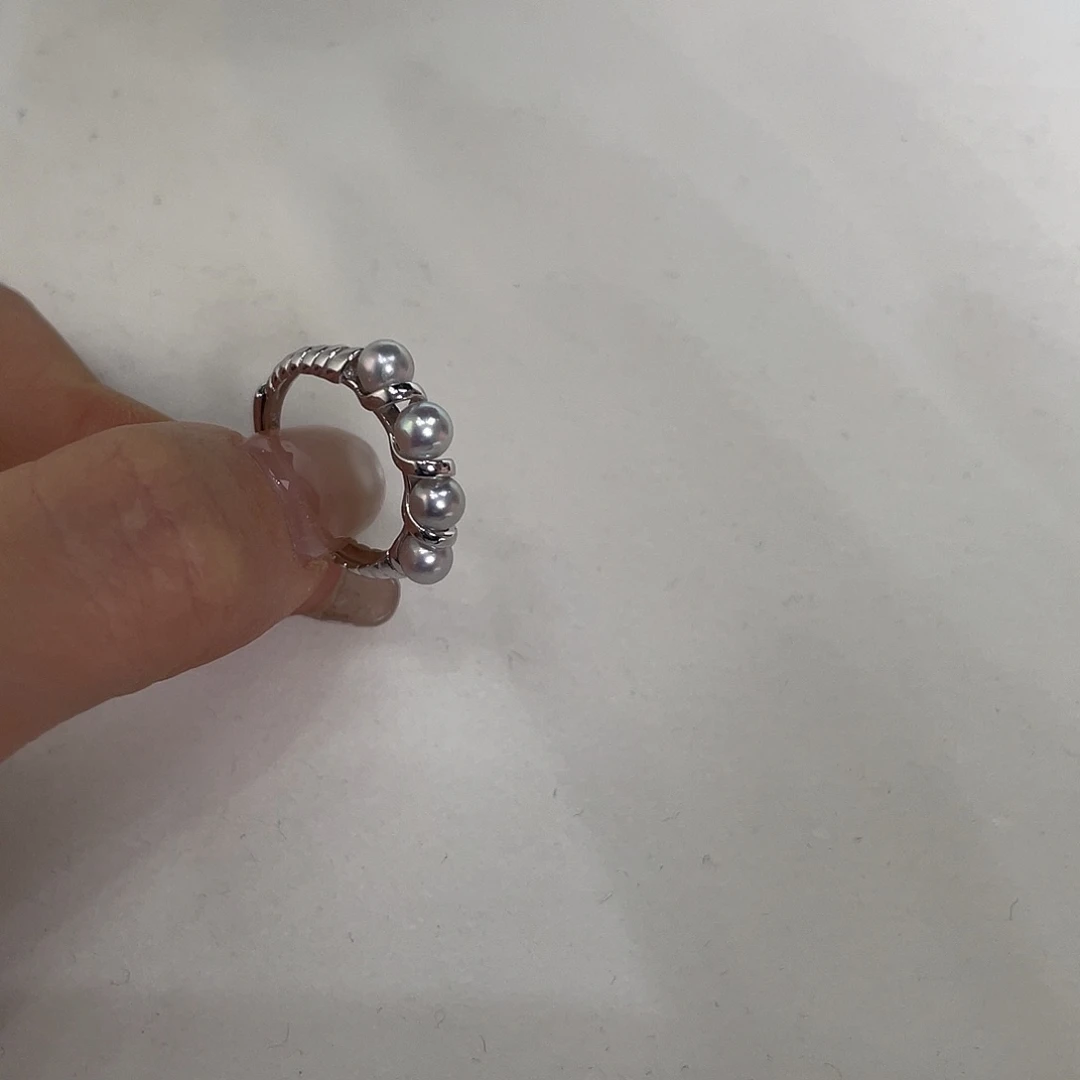 银S925镶嵌戒指海水珍珠