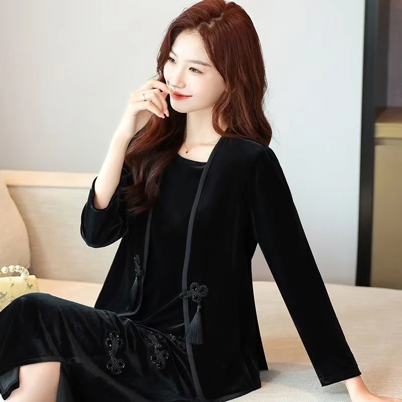 2025新春季新款韩绒盘扣流苏中式国风精品百搭气质显瘦时尚外套女