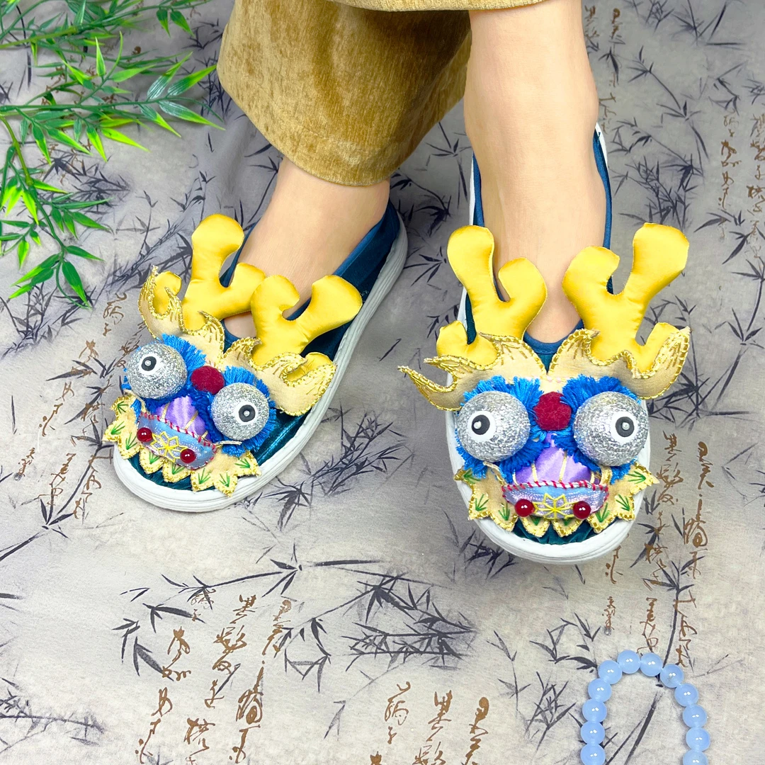 欣锦色非遗手工龙头鞋千层底布鞋单鞋休闲夏季透气软底平底浅口网