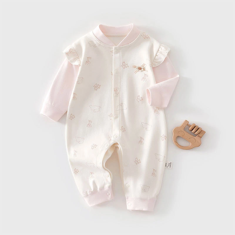 婴儿连体衣纯棉春秋款女宝宝小公主四季衣服新生月子服婴幼儿爬服