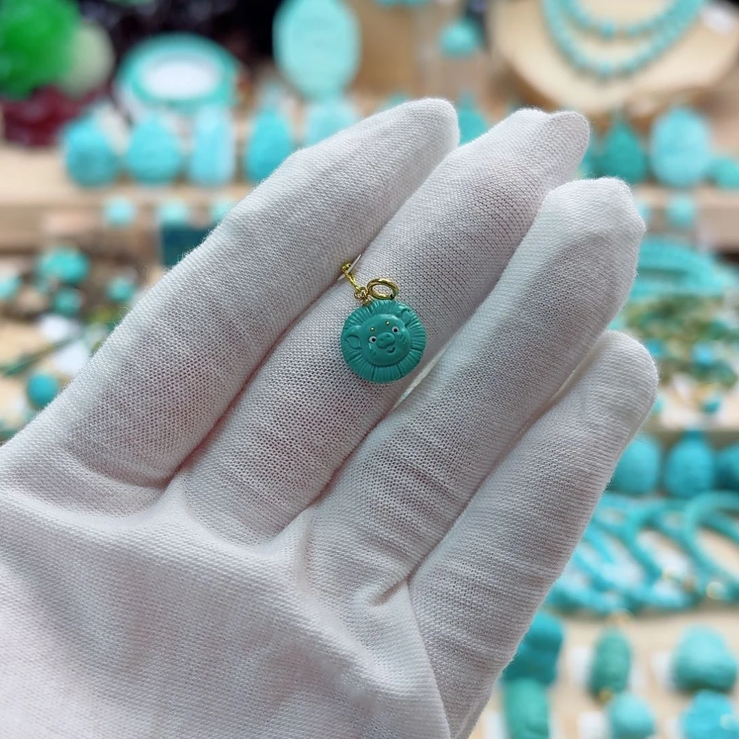 绿松石18K金镶嵌珠宝奇石