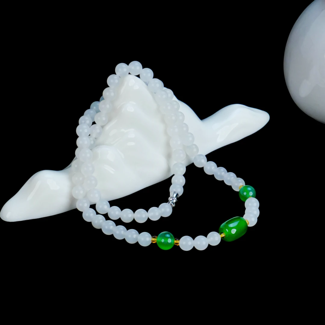 SC-282 天然金丝玉桶珠项链 珠径约6.6mm