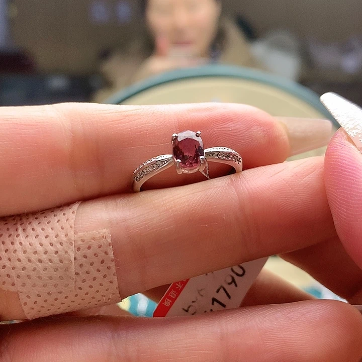 碧玺戒指银S925镶嵌纯天然