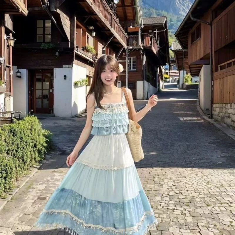 小个子度假套装裙女2025吊带+半身裙两件套裙子夏季超仙爆款显瘦