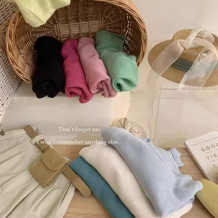 透气柔软多巴胺圆领套头针织罩衫女春夏宽松洋气净版百搭上衣