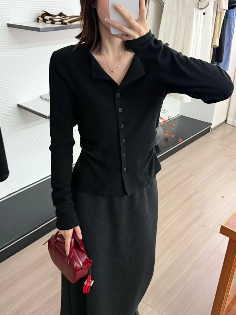 【阿凯自制】8430 韩系温柔风通勤捏褶收腰简约针织上衣（衣长52）