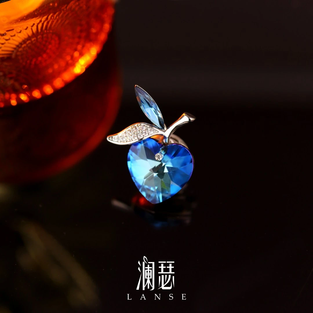 澜瑟 铜合金锆石胸针 【XZ5376 蓝曜叶棱 磁吸】胸针复古宫廷轻奢