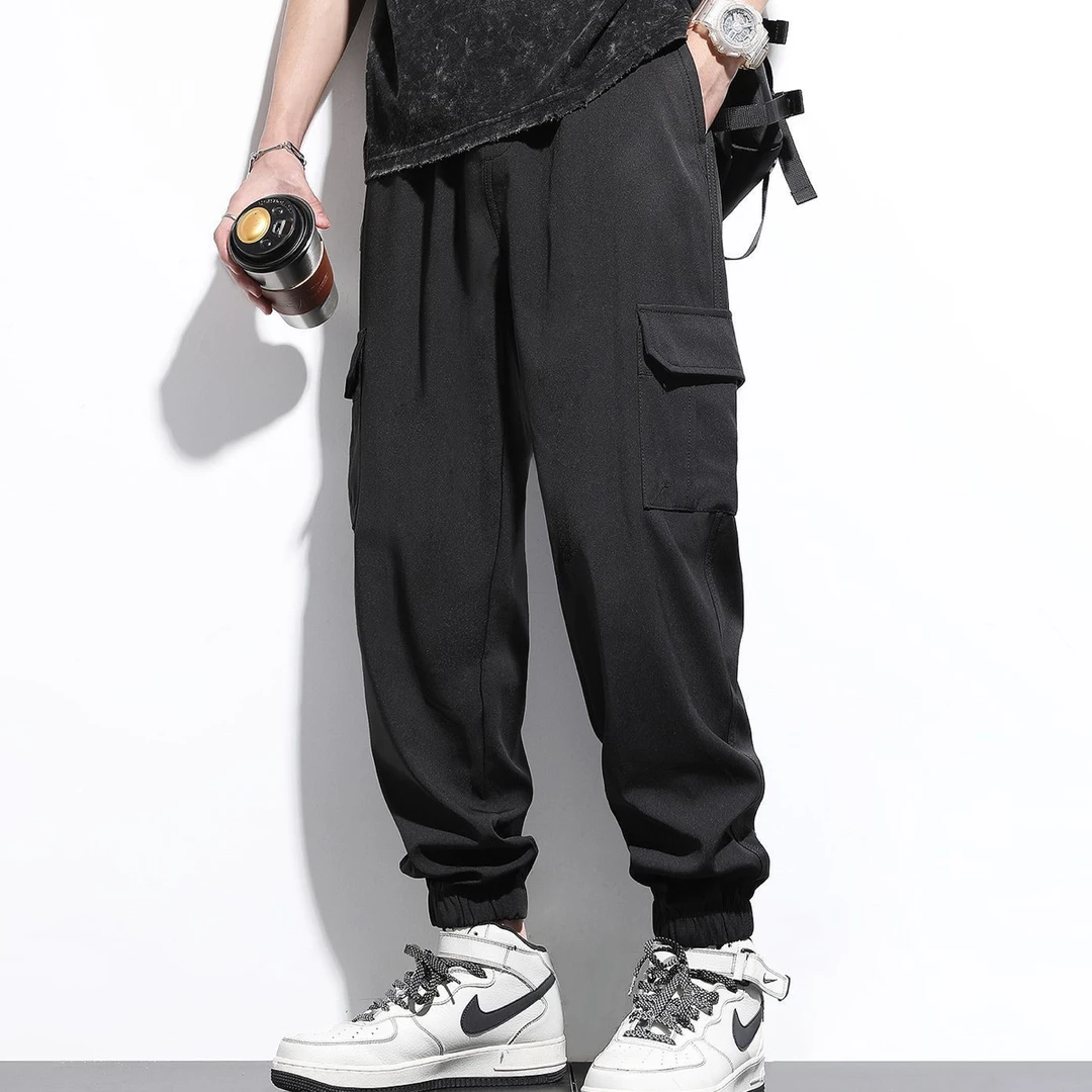 秋冬加绒保暖抗寒男士工装风休闲束脚裤百搭休闲裤工装裤宽松男装