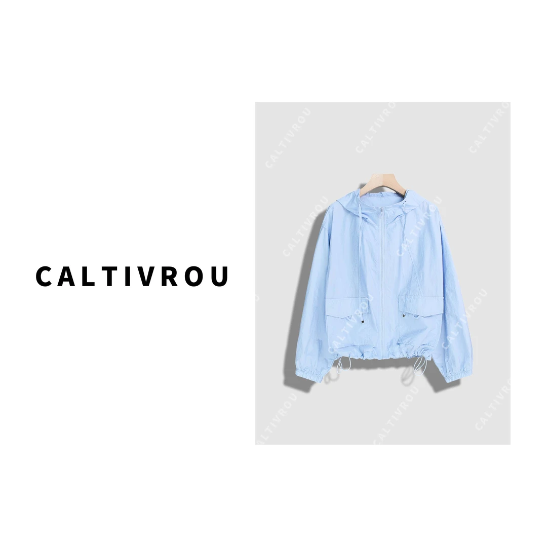 Caltivrou[蕊蕊]减龄轻薄连帽纯色时尚外套-Y16969