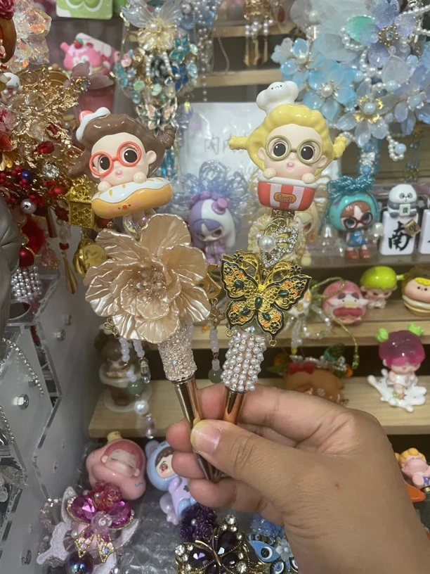 正版萌粒串珠生日礼物可爱公仔油笔串珠中性笔