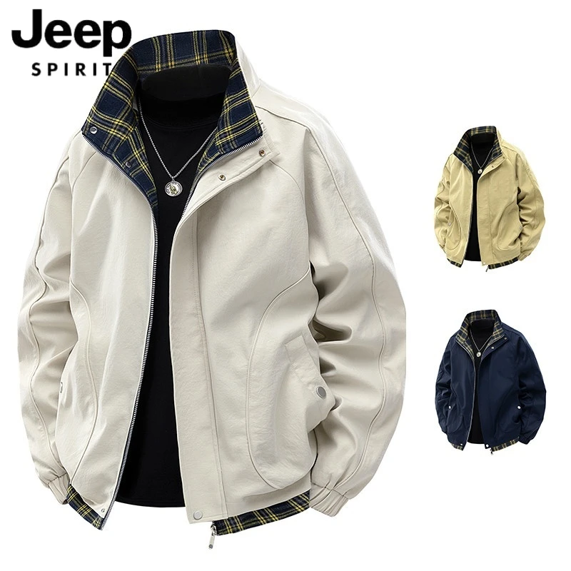 JEEP吉普秋季新款立领男士夹克外套时尚百搭休闲宽松潮流夹克外套