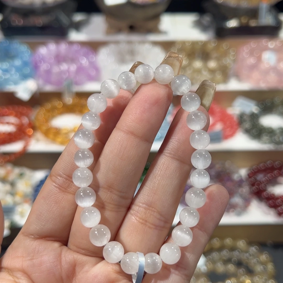 未镶嵌手串水晶天花板猫眼白兔毛7.3mm