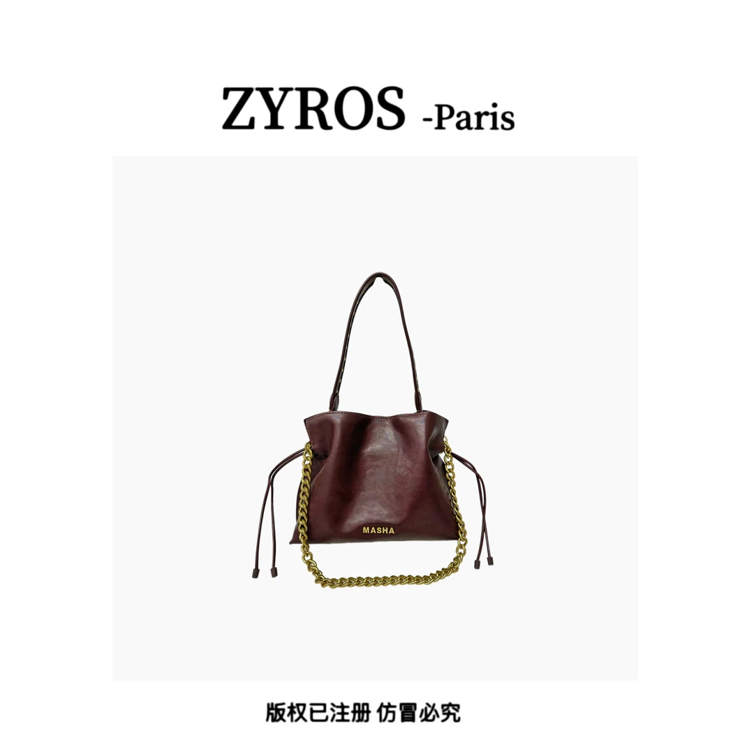 ZYROS/秋冬新款深棕色高级感链条时尚百搭斜挎通勤福袋包女Z460