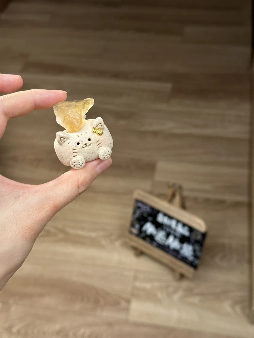 水晶小豆丁可爱透透黄水猫