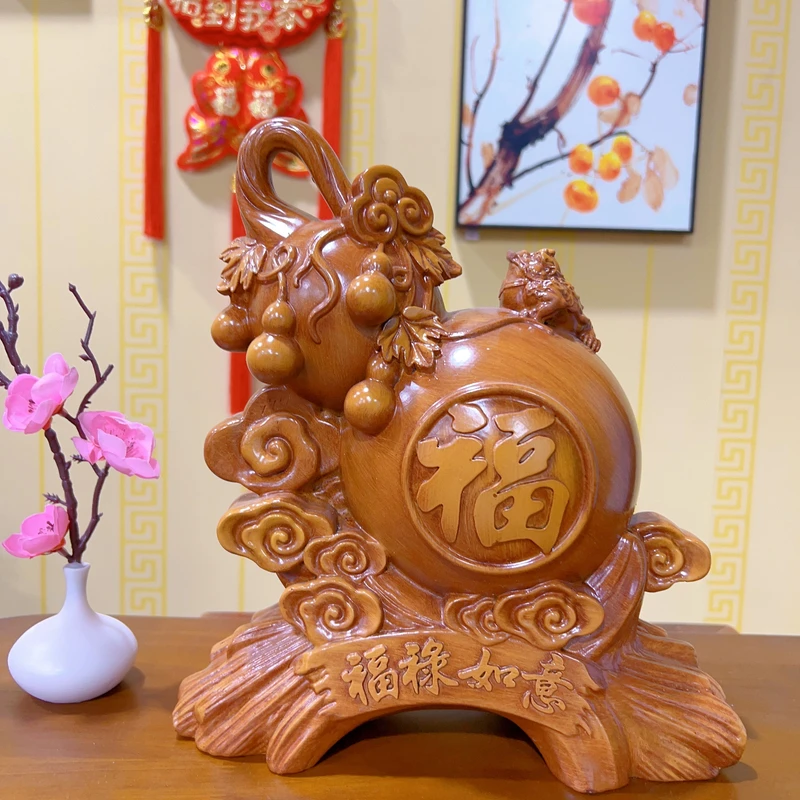 （福禄如意）LJ葫芦摆件中式家居客厅玄关装饰摆件（15*16cm）