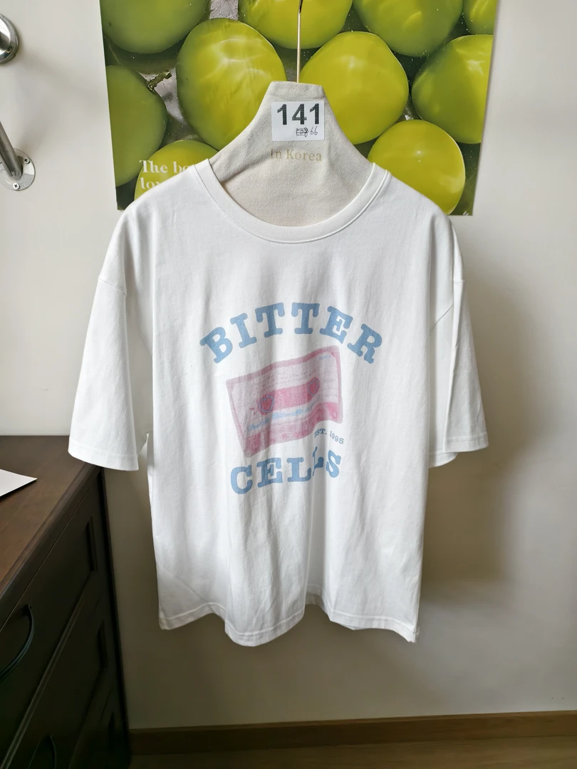 韩国代购. 磁带白色短袖L25052387