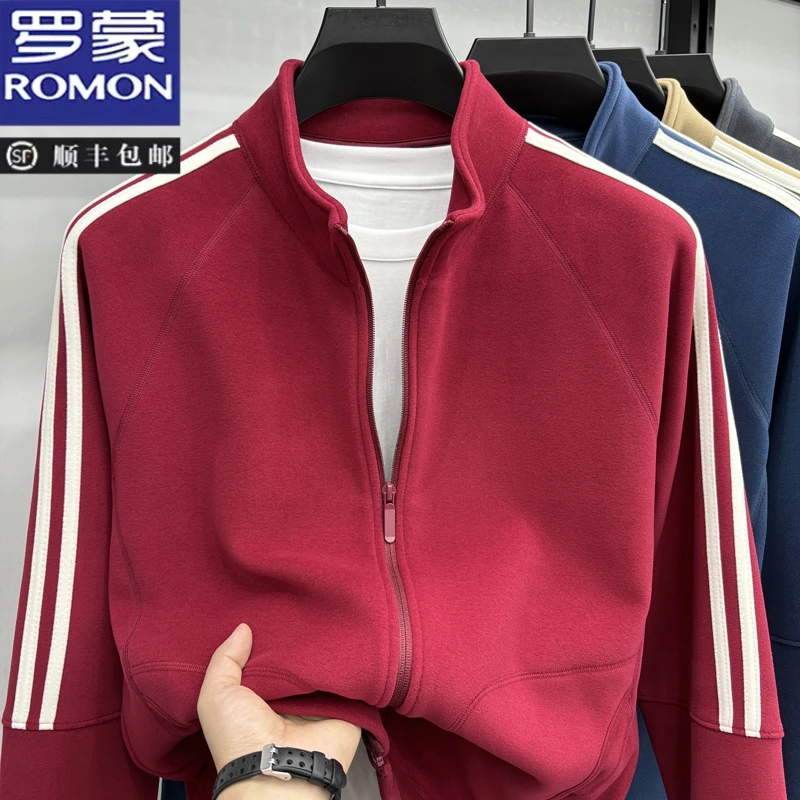 罗蒙秋冬季男士保暖抓绒衣休闲长袖运动卫衣时尚百搭潮流开衫外套